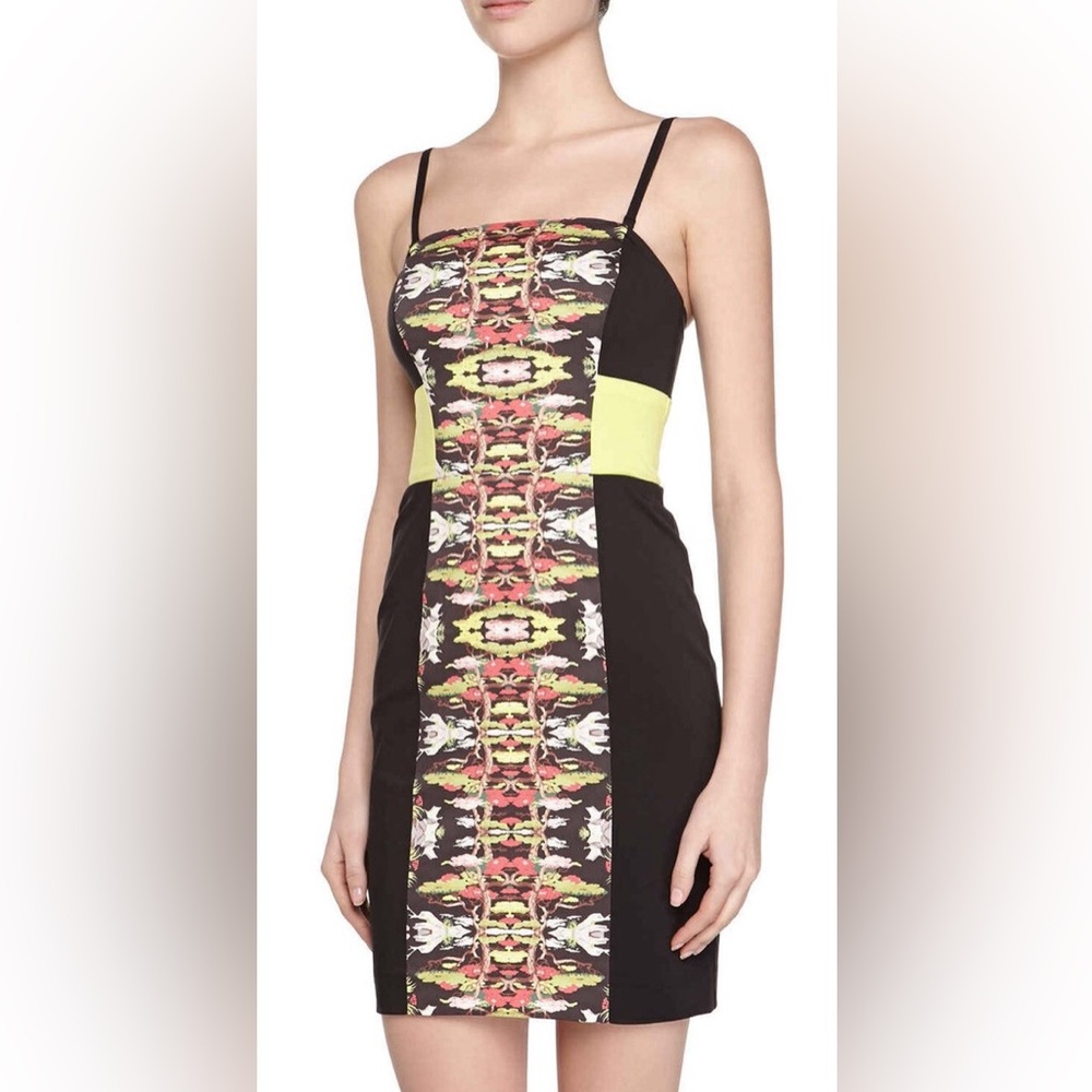 NWT tight black yellow and colorful French Connection dress size 8